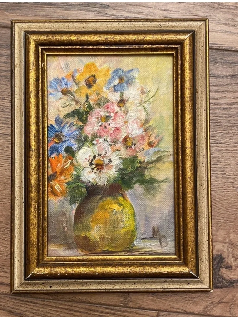 Vintage Original Floral Oil Paintings Framed Set of 4